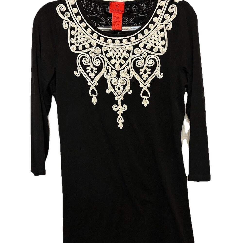 Y2K Black embroidered cotton Tunic Coquette Whimsigoth Fairy capsule artsy